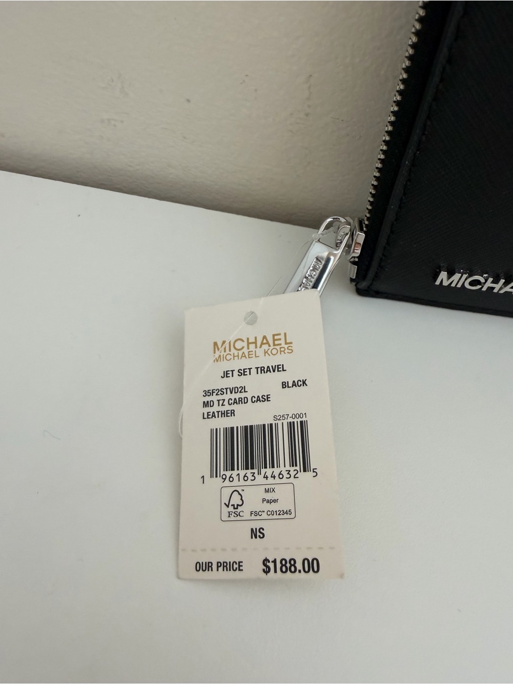 Michael Kors Jet Set Travel Top Zip Card Case Black NWT - Picture 6 of 7